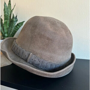 Borsalino Alessandria Robin Velour Vintage Fedora Felt Hat 7 1/8 Braided Detail